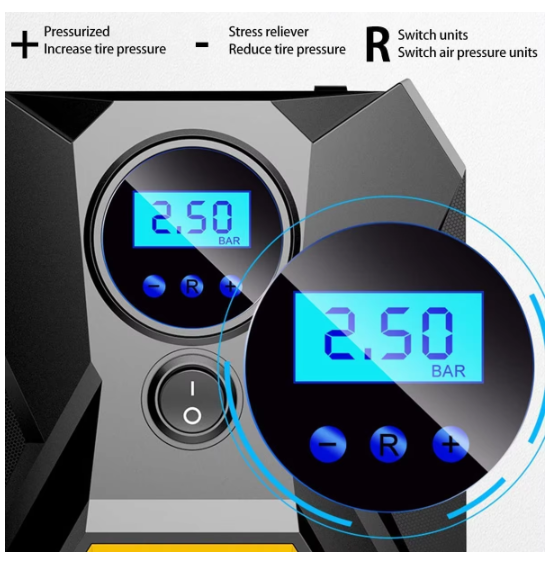 Portable DC Digital Tyre Inflator 12V, 150 PSI with Digital Pressure Gauge and LED Light