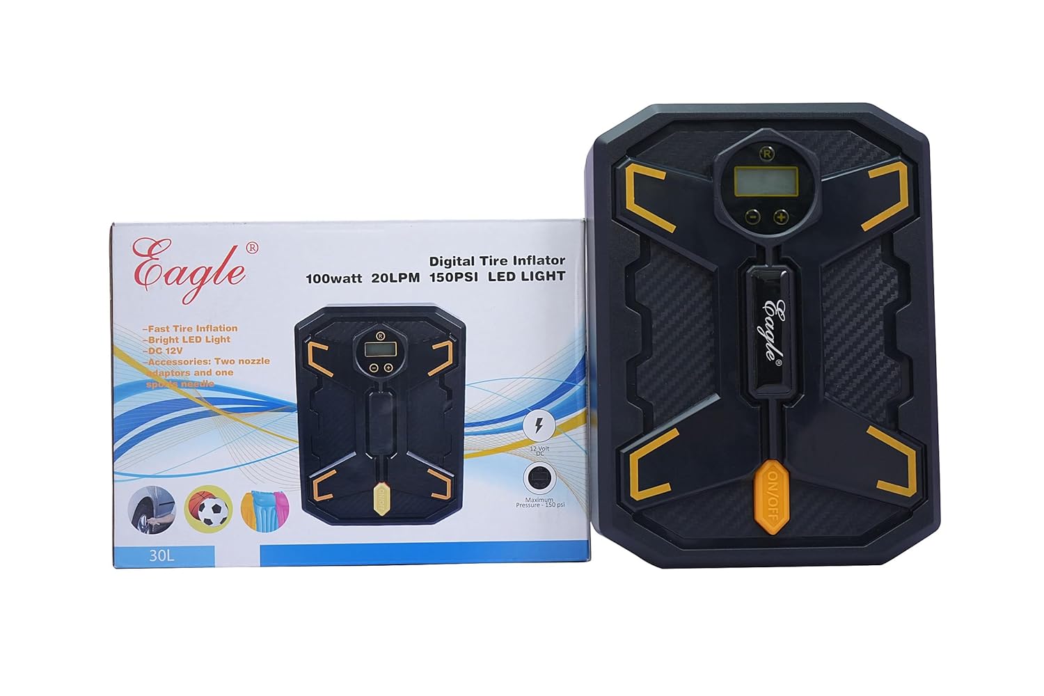 EAGLE TYRE INFLATOR 100 Watt 150 PSI – Portable Air Compressor Pump