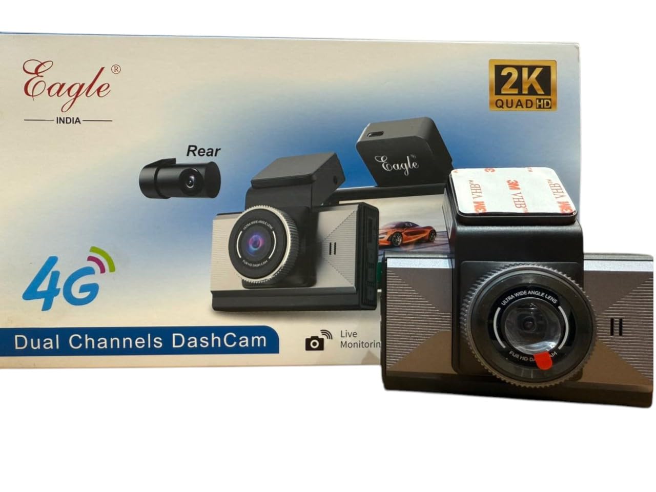 Dash Camera Front & Rear 4G Dual Channel 2K Quad HD – Smart Car Dashcam with SIM Support, Wide Angle Lens, Night Vision, Loop Recording, Built-in Wi-Fi, GPS & Parking Monitoring